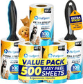 PetLovers Extra Sticky Lint Roller Mega Value Set 500 Sheets by PetLovers