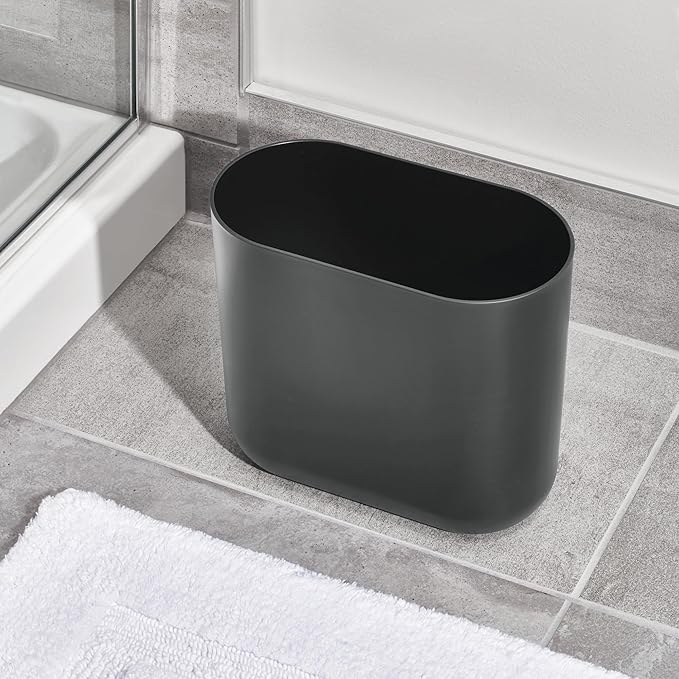iDesign Small Slim Plastic Bathroom Trash Can - Image 7