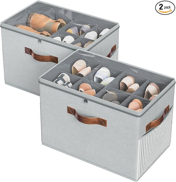2 Pack Shoe Organizer for Closet, Foldable Shoe Storage by BuddingJoy-BuildaJoyfulLifeforYou