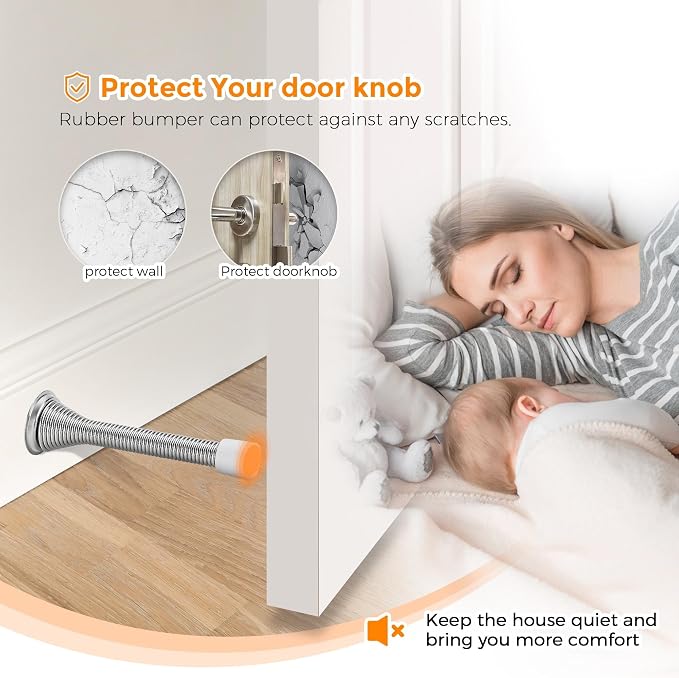Ravinte Door Stoppers, 18 Pack Satin Nickel Spring Door Stops | Stoppers - Image 6