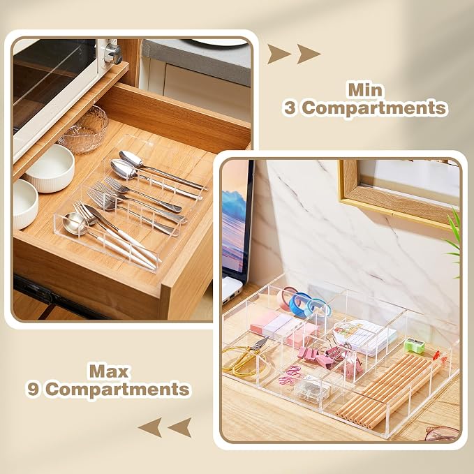 Briwooody Clear Acrylic Drawer Organizer, 9 Compartments, Medium | 8.66 x 11.81 - Image 5