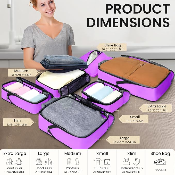 BAGAIL 4 Set/6 Set/8 Set Compression Packing Cubes Travel Accessories - Image 2