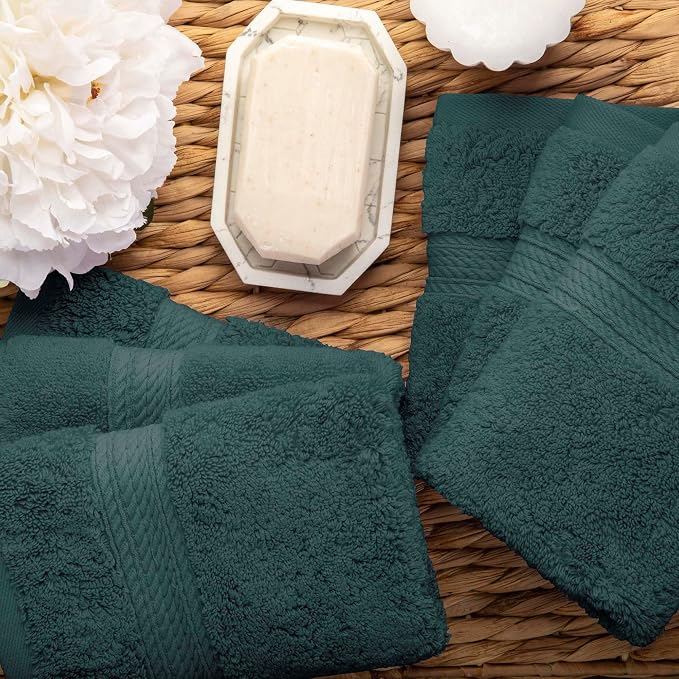 Superior Egyptian Cotton Plush & Absorbent, Face Towel Set of 6, Teal | Quick - Image 5