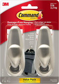 Command 5 lb Large Brushed Nickel Metal Hooks, 2 Coat Hooks and 4 Strips by Unknown