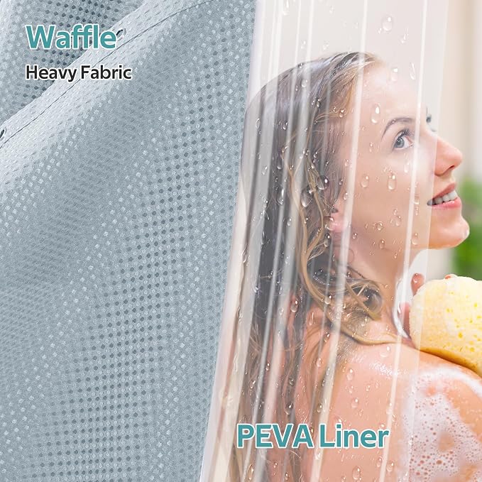 Vipfree 3 in 1 Shower Curtain Set, Waffle Shower Curtain and Liner Set - Image 2