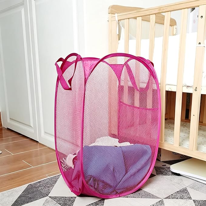 Larpur Popup Laundry Basket, Collapsible Portable Mesh Clothes Washing Laundry - Image 8