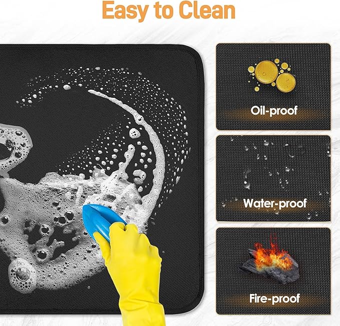 Heat Resistant Mat for Air Fryer, 21 x 29.5in Heat Resistant Mat for Countertop, Fireproof Silicone Countertop Protector Appliance Slider for Air Fryer, Coffee Maker, Toaster, Oven (Black)