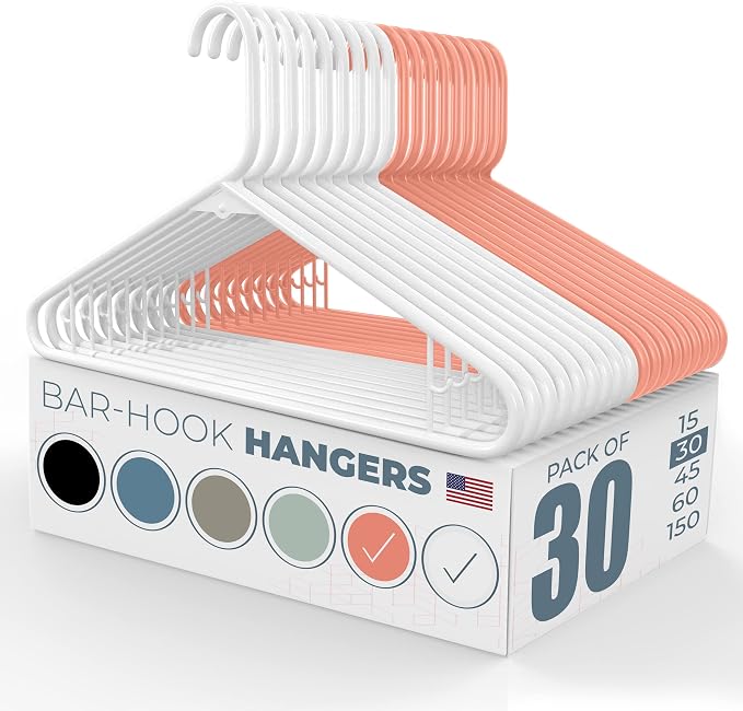 Plastic Hangers 30 Pack – Made in The USA – 6lb Capacity Standard Clothes by NeatiesHangers