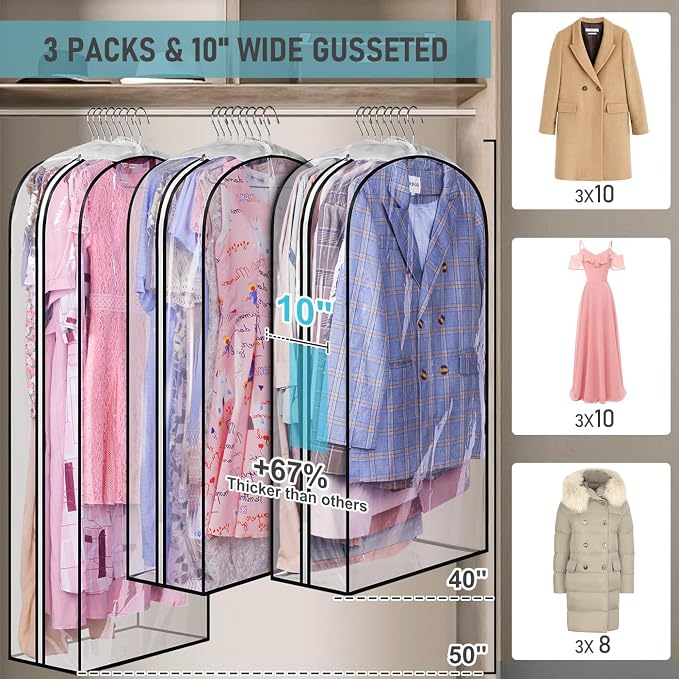 MISSLO 10" Gusseted All Clear Garment Bags - Image 2