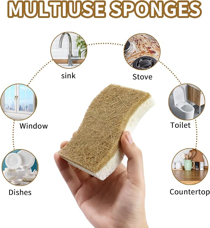 Silkyhose 24 Pack Natural Kitchen Sponges, Cellulose Coconut & Non-Scratch | - Image 6