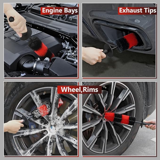 Fitosy Wheel Rim Brush, Soft Bristle Long Car Tire Washing Tool - Image 4