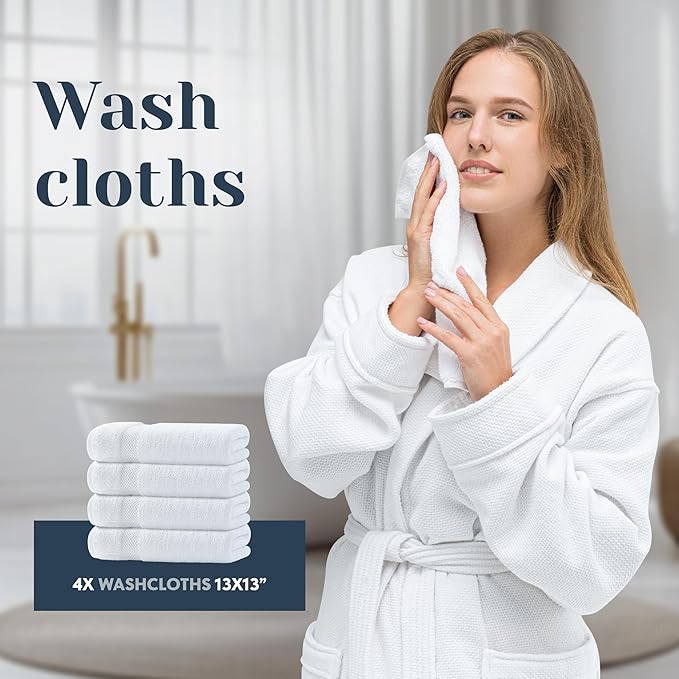 Luxury White Bath Towel Set of 8 Pieces - Image 6