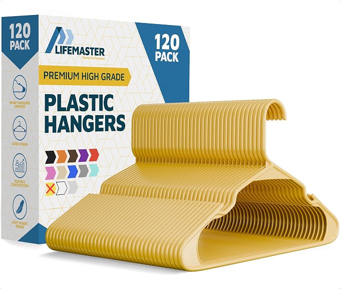 Lifemaster Plastic Clothes Hangers – Heavy Duty Hanger Set, by LIFEMASTER