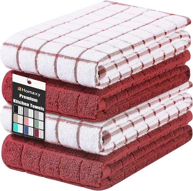Homaxy Large Premium Cotton Kitchen Towels 16"x 28", 4 Pack by Homaxy
