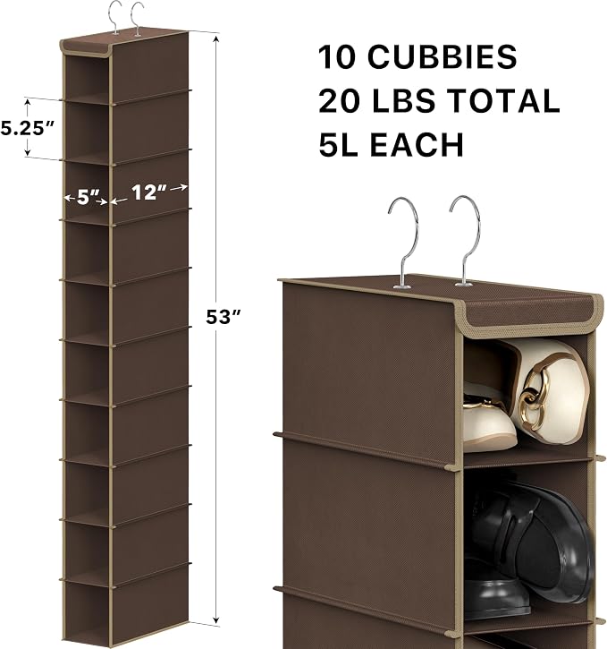 Simple Houseware 10 Shelves Closet Hanging Shoe Organizer, Holds Up to 20 lbs - Image 3