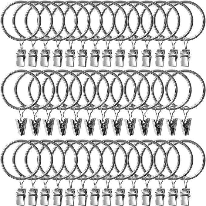 40 Pack Metal Curtain Rings by AMZSEVEN