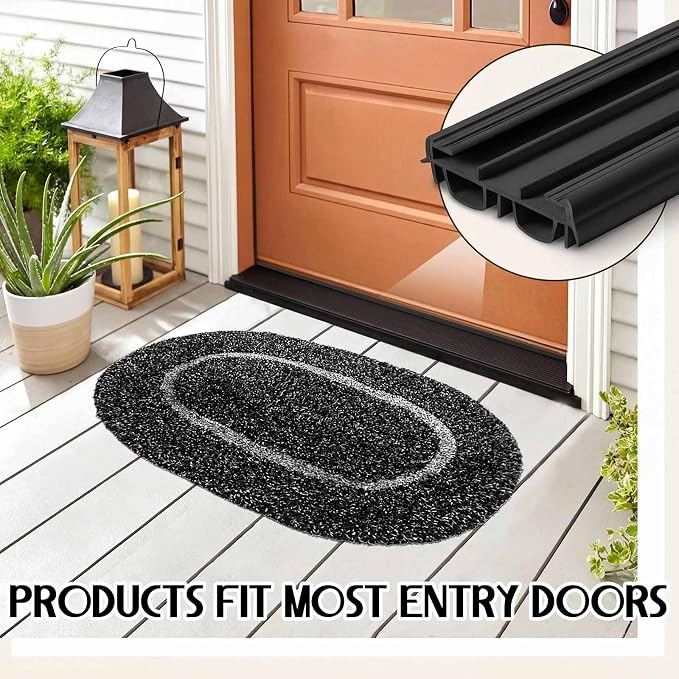 Pushglossy 2 Pcs 36" Kerf Door Sweep Double Bubble Slide on Black | 1-3/4" Wide - Image 5