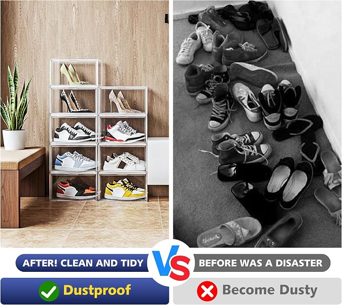 2 Pack Acrylic Clear Shoe Storage Boxes, Fits Up to Men's Size 12 - Image 7