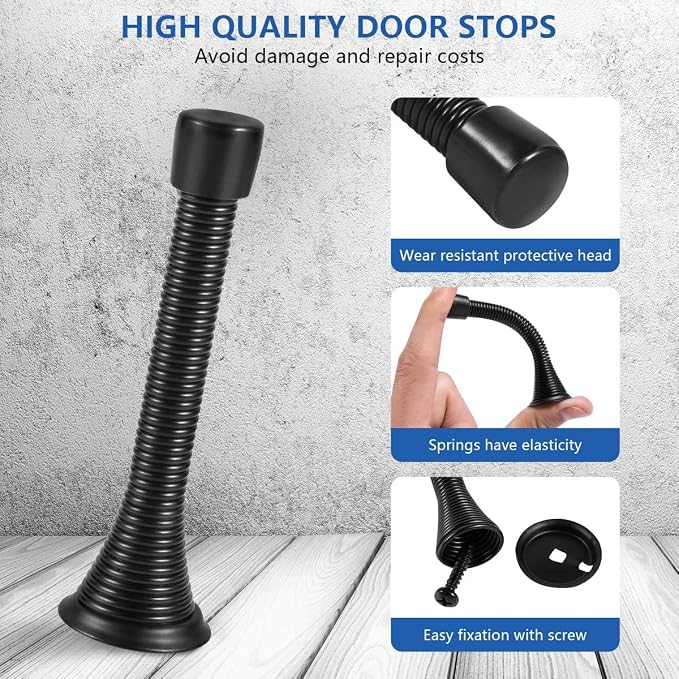 KISEER 12 Pack Spring Door Stops 3 1/4 Inch Flexible Heavy Duty Spring Door - Image 3