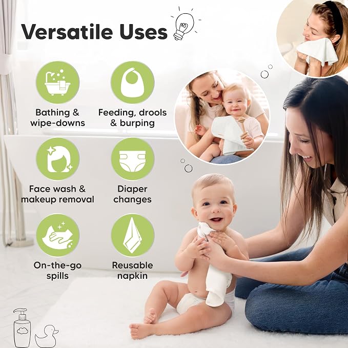 6-Pack Baby Washcloths, Soft Absorbent Washcloths - Image 6