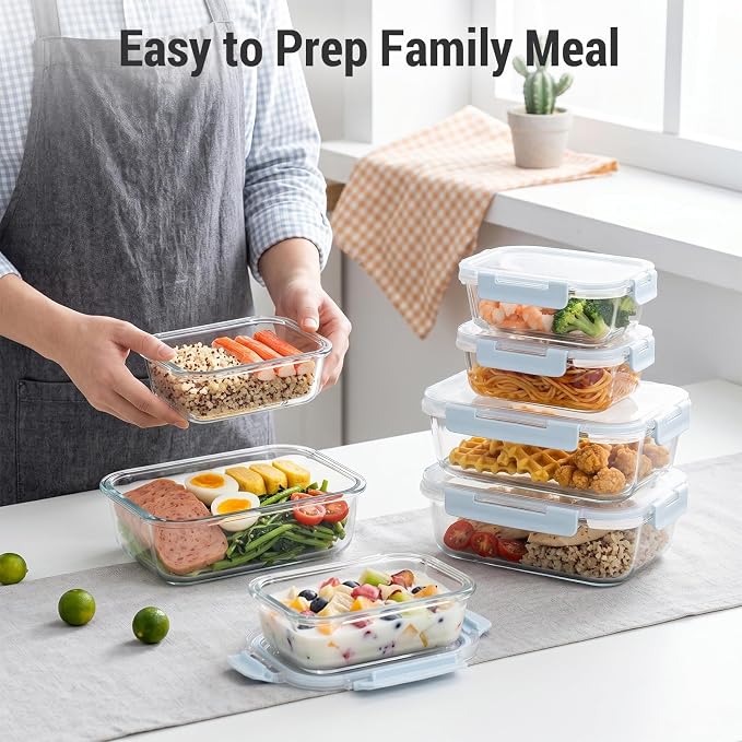 Dealusy 10 Sets 36 oz & 12 oz Glass Food Storage Containers - Image 6