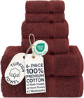Chakir Turkish Linens 100% Cotton 6-Piece Towel Set, Cranberry | Premium by ChakirTurkishLinens