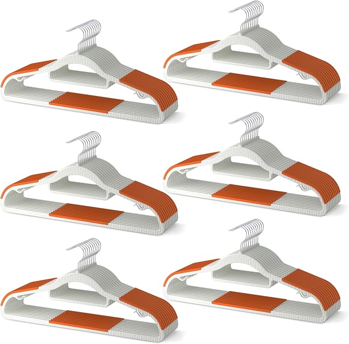 60 Pack Heavy Duty Plastic Hangers, Non Slip Clothes Hangers by MLKJHHI
