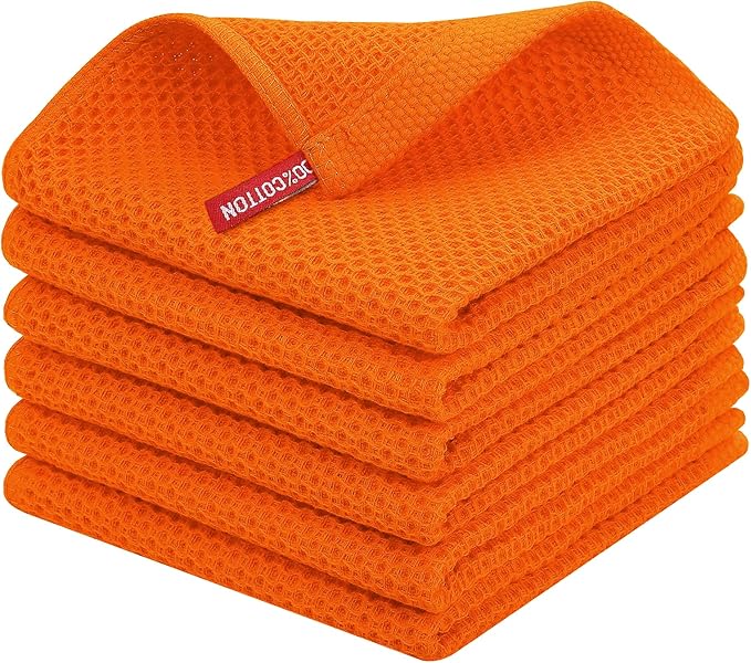 Homaxy 100% Cotton Waffle Weave Kitchen Dish Cloths 6-Pack, Ultra Soft by Homaxy