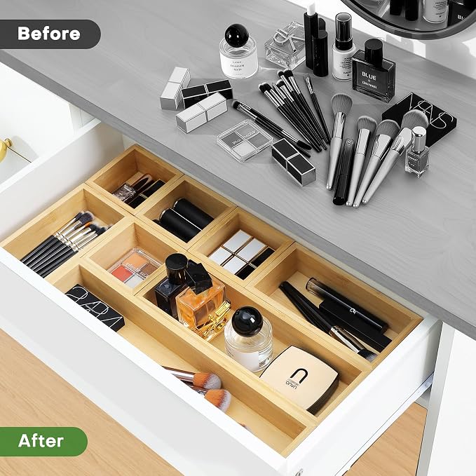 MapleGrace Bamboo Drawer Organizer Set, Storage Trays Containers - Image 4