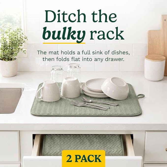 Cuisinart Dish Drying Mat for Kitchen Counter, quick-dry microfiber, machine - Image 3