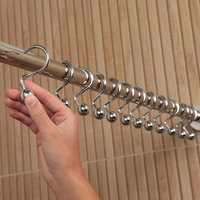 Luxury S Shower Curtain Hooks Hotel Quality Silver Chrome Finish | Bathroom - Image 7