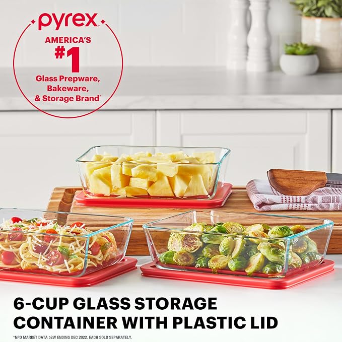Pyrex Simply Store 6 Cup Glass Food Storage Container, BPA-Free Lids | BPA-free - Image 4