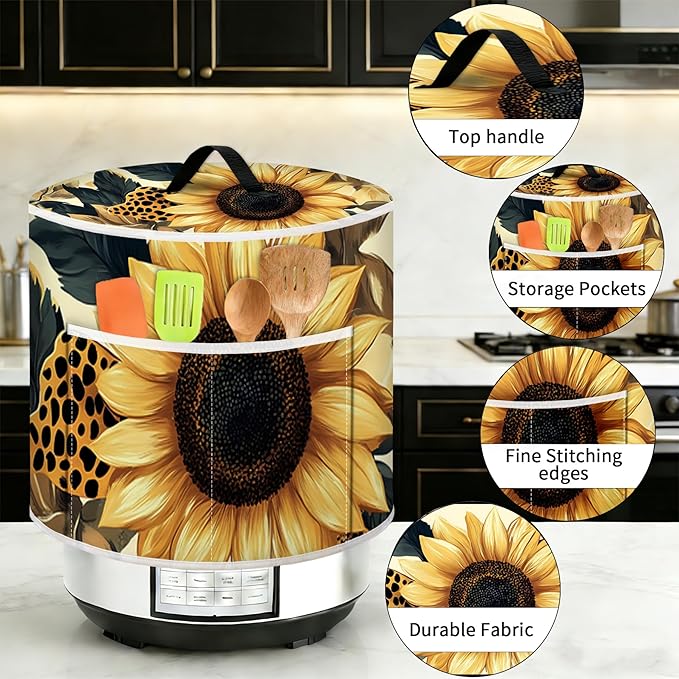 Air Fryer Dust Cover with Top Handle and Storage Bag, Compatible with Rice Cookers, Pressure Cookers, Slow Cookers and Air Fryers, Available in 3-Quart, 6-Quart and 8-Quart Sizes.