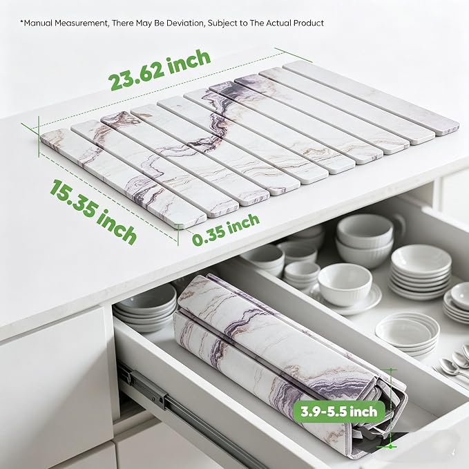 Stone Drying Mat for Kitchen Counter, Quick Diatomaceous Earth Mats for Dishes - Image 2