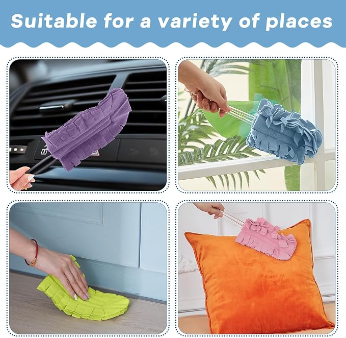 Zubebe 12 Pcs Reusable Duster Refills Fleece, Rainbow Colors | Soft Polyester - Image 4