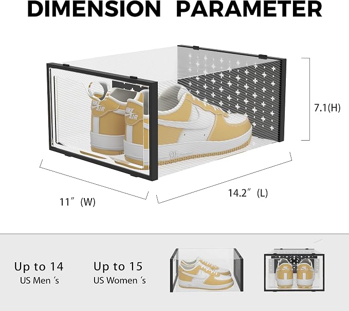Pinkpum XXL 12 Pack Shoe Storage Box Clear Plastic Stackable Shoe Organizer - Image 2