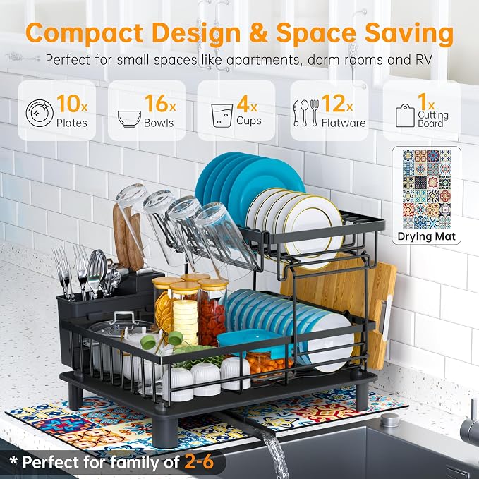 2 Tier Large Detachable Dish Drying Rack - Image 2