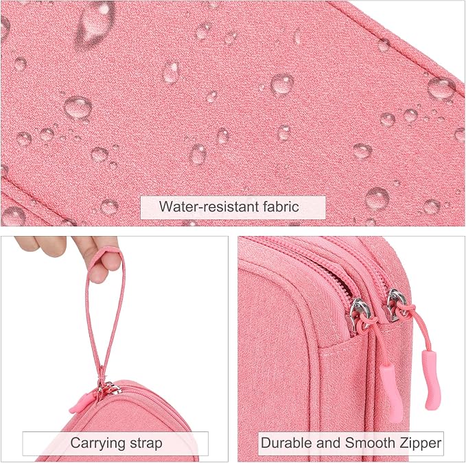 FYY Electronic Organizer, Travel Tech Pouch Bag, Cable Organizer Pink | Wrist - Image 4