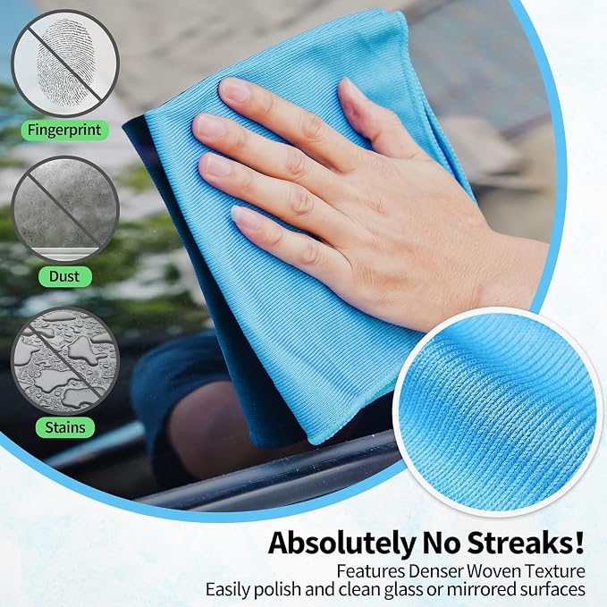 Microfiber Glass Cleaning Cloth, 6 Pack Window Glass Cleaning Rags, Reusable - Image 4