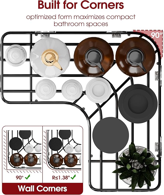 Sakugi Corner Shower Caddy, Soap Holder & Hooks - Image 5