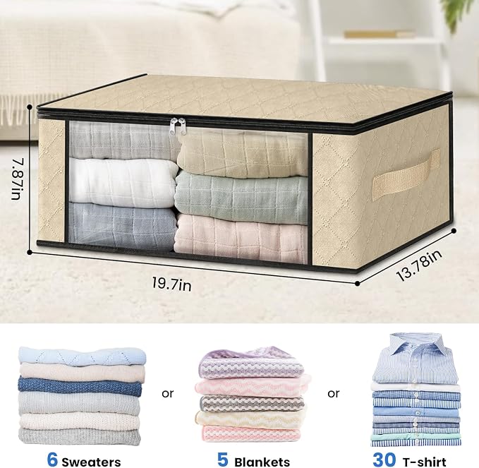 HomeHacks 4-Pack Clothes Organizer Storage Bags, 35L Storage Bins, Reinforced - Image 2