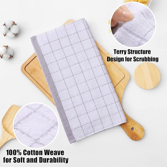 Homaxy 100% Cotton Terry Kitchen Dish Cloths, 12 Pack - Image 2