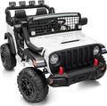 2 Seater Ride on Car Toy, 12V Electric Car for Kids 4-8 with Remote Control, Capacity 110 lb, LED Light - White