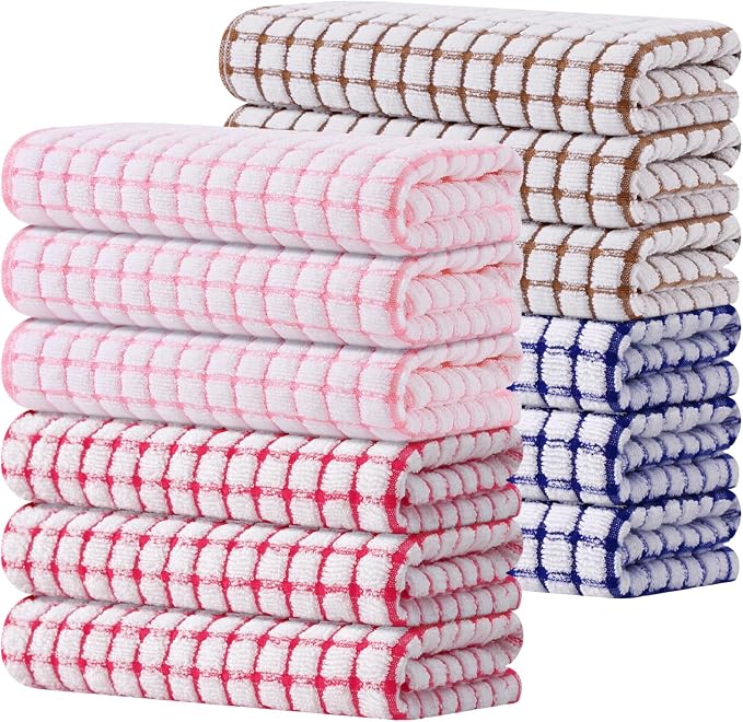 Kitinjoy Cotton 12 Pack Terry Kitchen Towels, Mix Colour by Kitinjoy