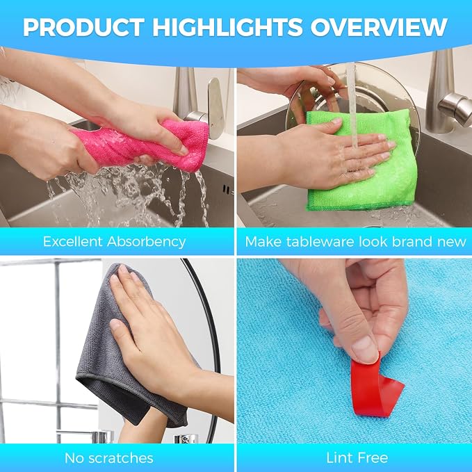 Forggon 15pcs Microfiber Cleaning Cloth Lint Free, Streak Free, Non-Abrasive - Image 4