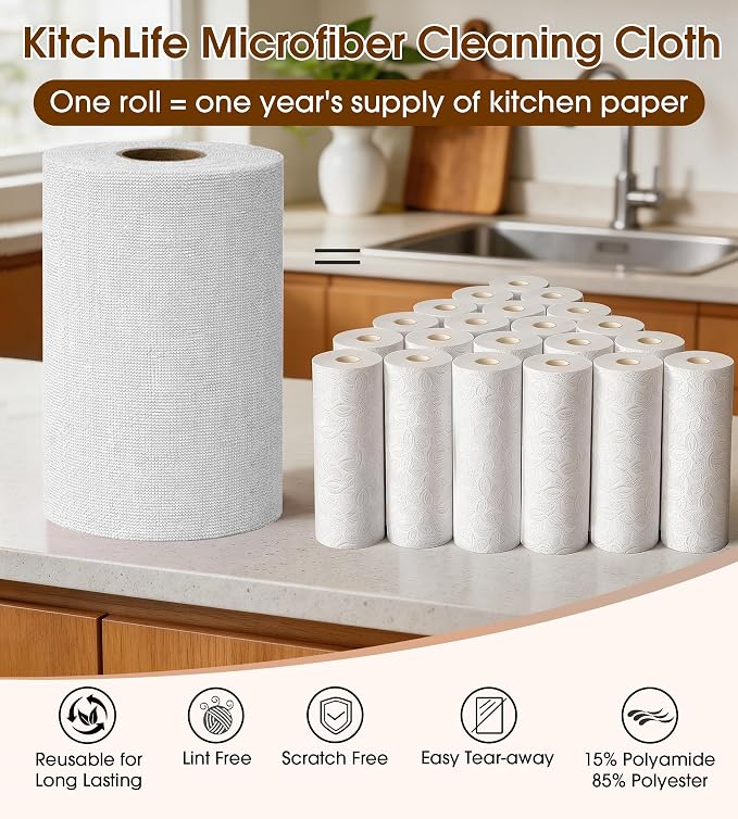 KitchLife Microfiber Cleaning Cloth Roll, 100 Pack - Image 3