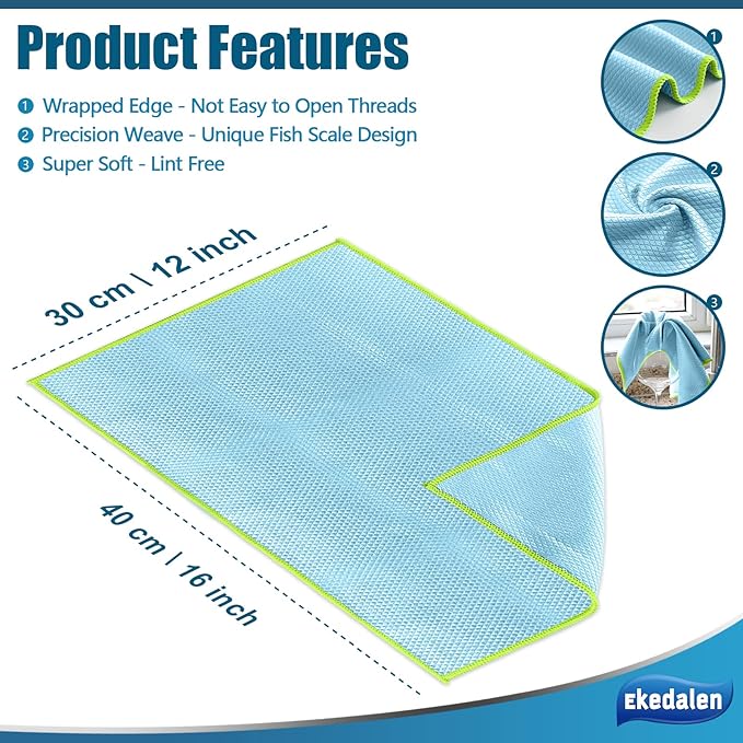 Ekedalen Microfiber Cleaning Cloth Lint Free Glass Polish - Image 2