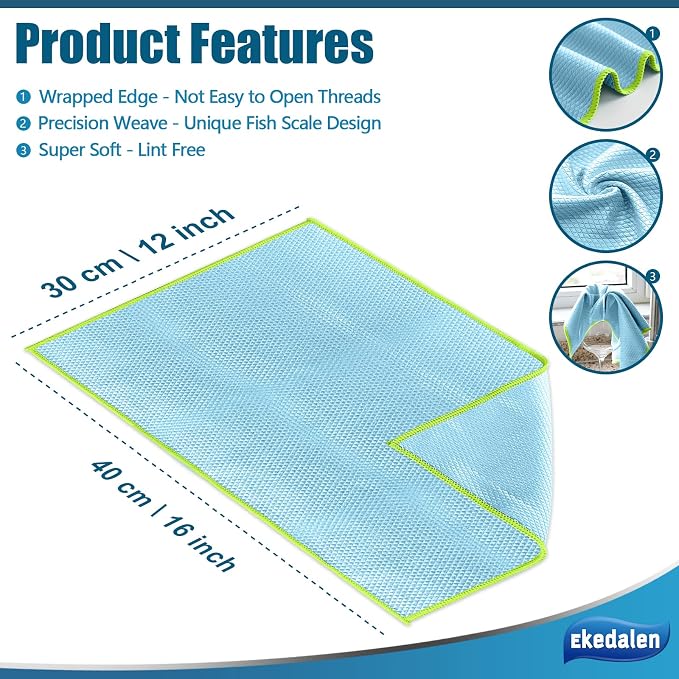 Ekedalen Microfiber Cleaning Cloth Lint Free Glass Polish, Light Grey - Image 2