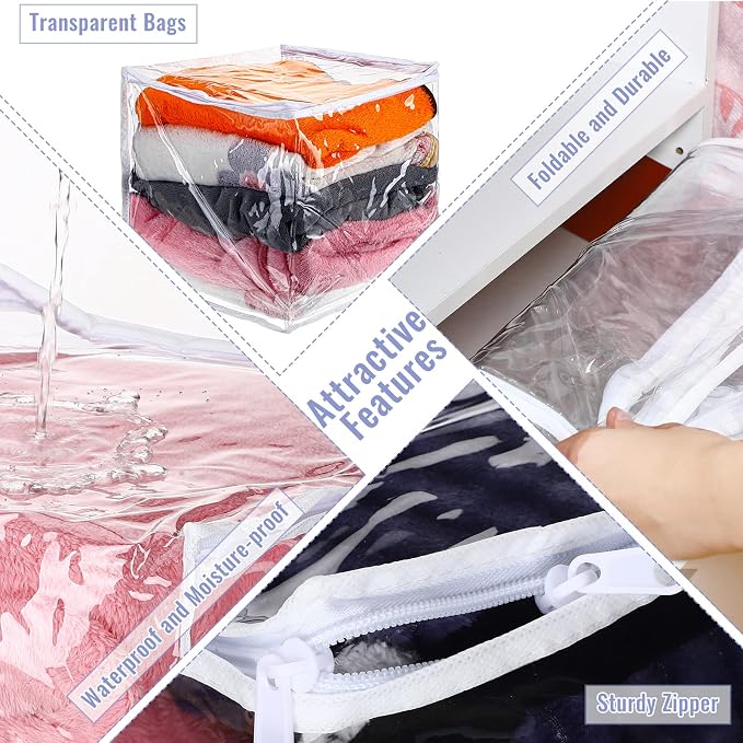 Shappy 6 Packs Clear Plastic Storage Bags - Image 3