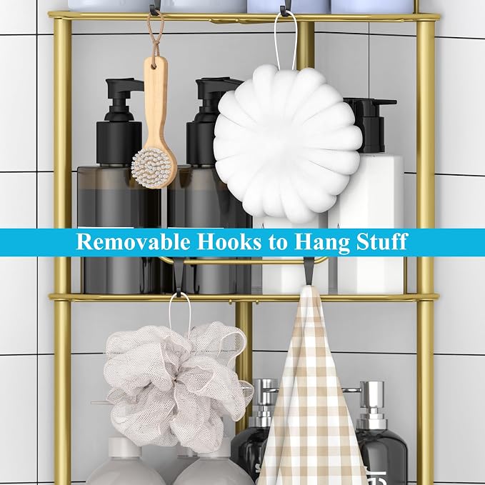 HuggieGems Metal Floor Standing Corner Shower Caddy, 5 Tier - Image 6